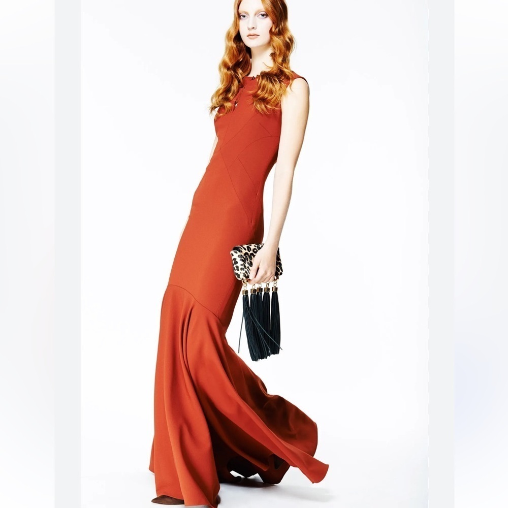 Zac Posen Terracotta Orange Sleeveless Mermaid Gown Dress New with $1,290 tags